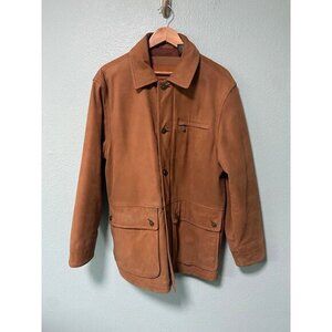 Vintage Timberland Men's Brown Over Jacket‎ with Buttons and Zipper Size Small
